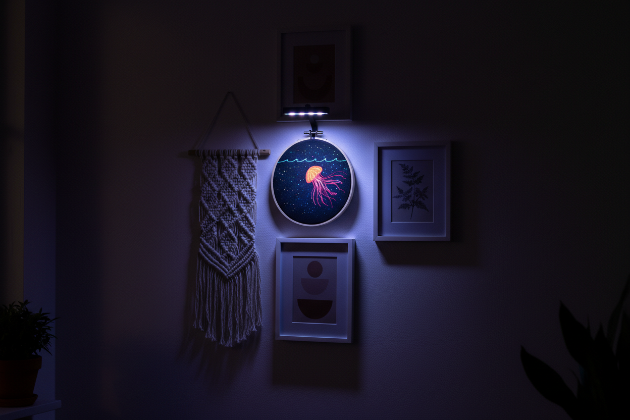 Finished jellyfish glowing under blacklight